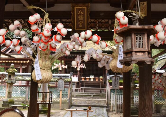 木津川市　相楽神社　餅花